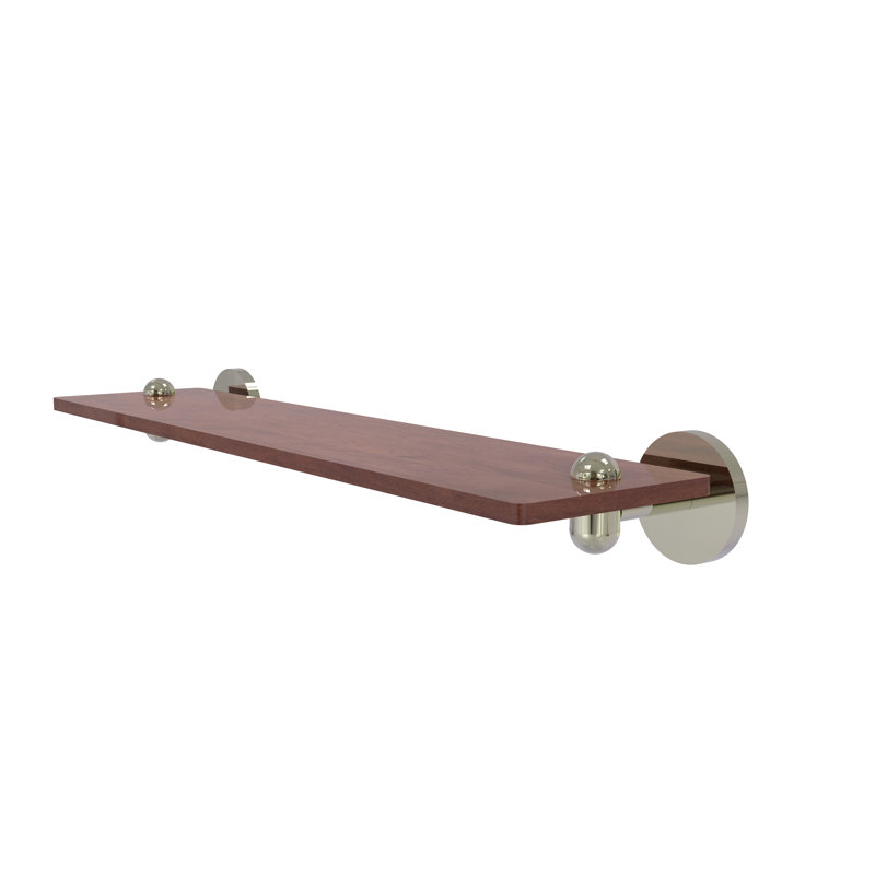 Tablette murale unie bois ironwood Itzhak, Nickel poli, H 2,5 po x l 22 po x P 5 po