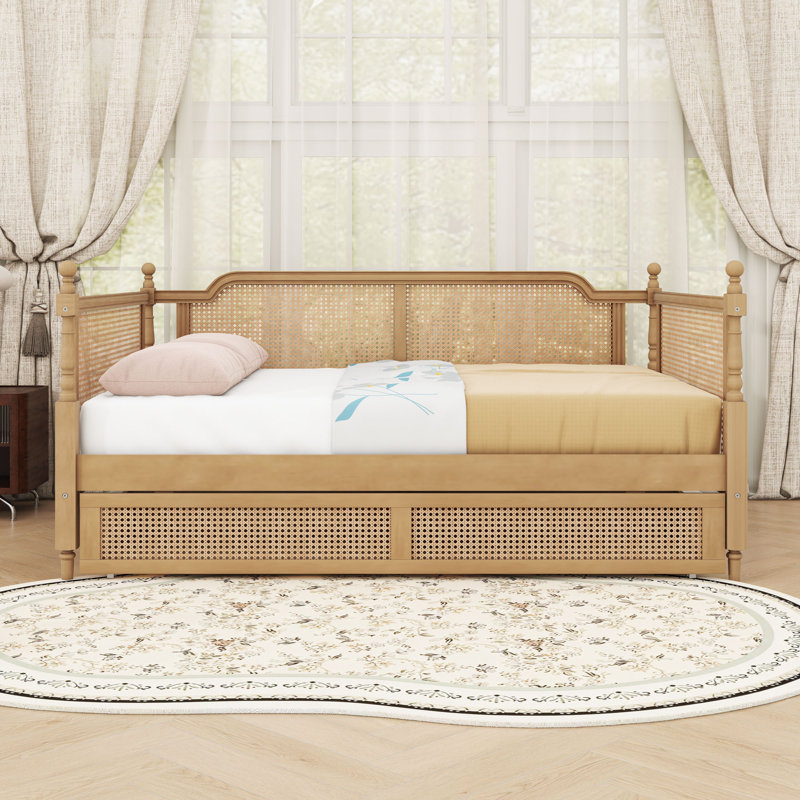 Wood Daybed with 2 Drawers, Full/Double, Antique Walnut