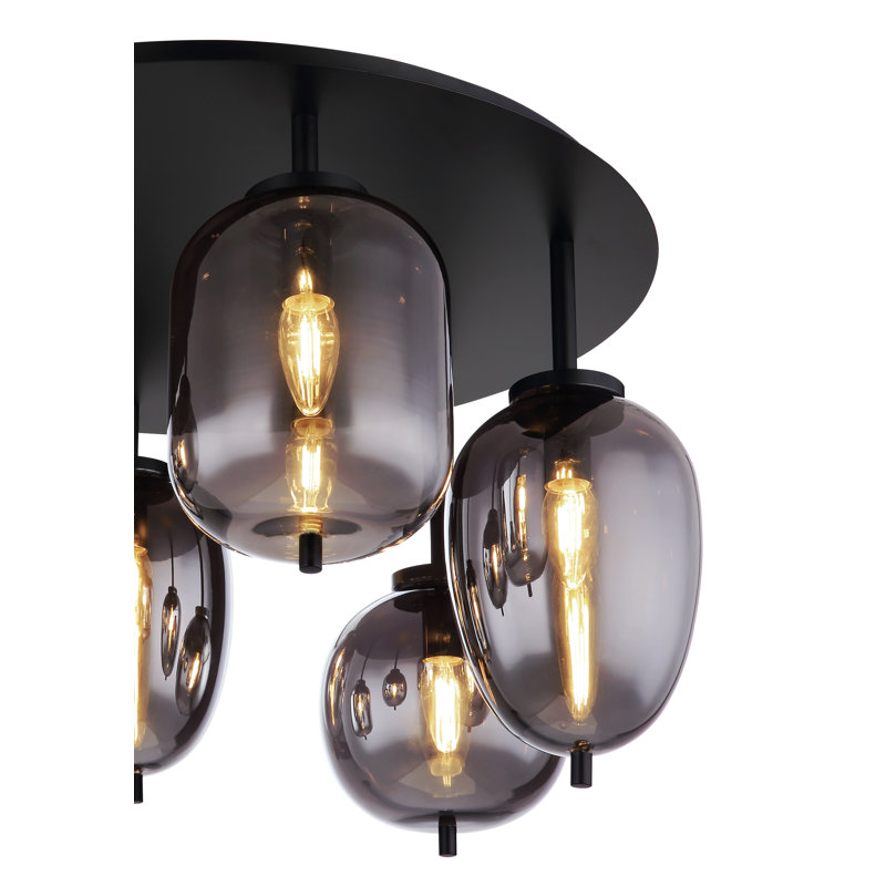 Mikasa Glass Flush Mount, Matte Black