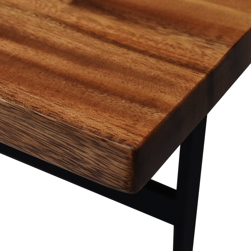 Medium Acacia Wood and White Resin Coffee Table with Iron Base