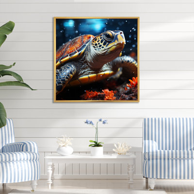 «Abstract Swim - Tortue», reproduction d'art sur toile