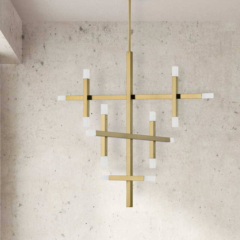 Binnie 14 - Light Dimmable LED Tiered Chandelier, Aged Brass