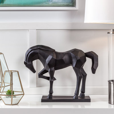 18" Wide Faceted Decorative Horse Sculpture