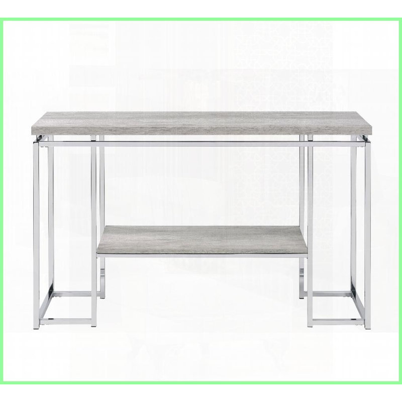 Table basse en chêne naturel avec cadre chromé pour le salon, peu encombrant Assemblage facile
