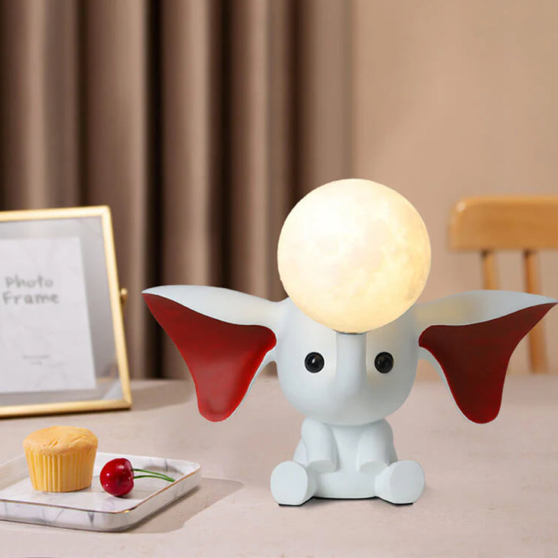 Cartoon Elephant Resin Table Lamp, White