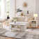 Roseellen 48''L Oval Coffee Table With Storage, Centre Table With Open Shelf, Fluted Design