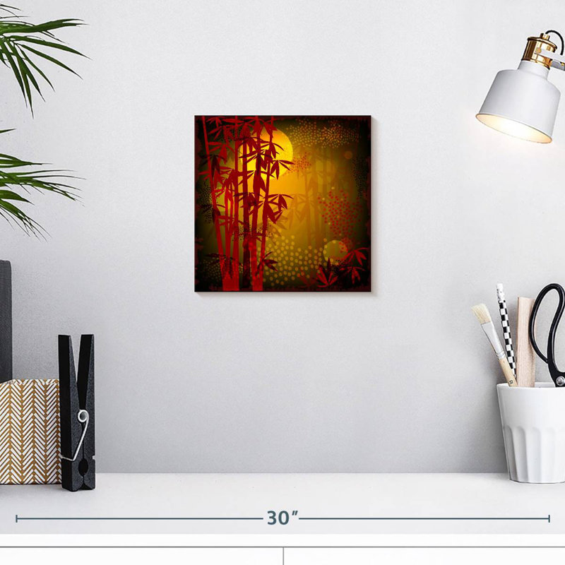 Illustration de bambou rouge, H 10 po x l 10 po