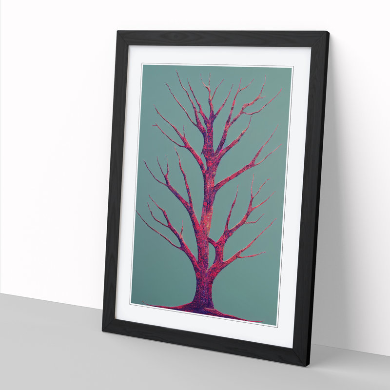 Tree Pattern - Single Picture Frame Print, Black, 64cm H x 46cm W x 2cm D