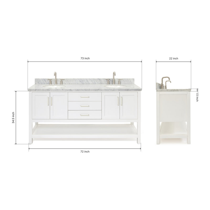 Magnolia Bath Vanity Oval Basin S073DCWOV, White