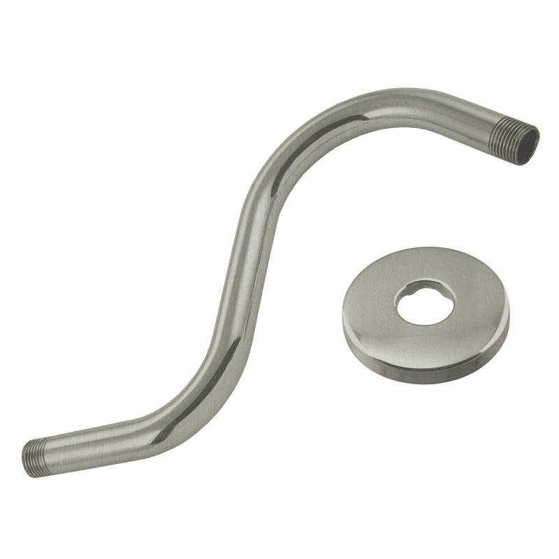 8" Satin Nickel S-Shaped Wall Mount Shower Arm