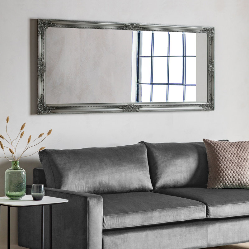 Brackenbury Solid Wood Rectangle Mirror, Antique Silver