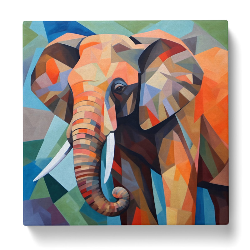 Elephant Cubism No.2 - Wrapped Canvas, 50cm H x 50cm W x 3cm D