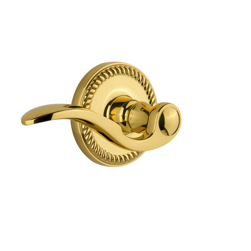 Grandeur Newport Rosette Passage with Bellagio Lever, Polished Brass