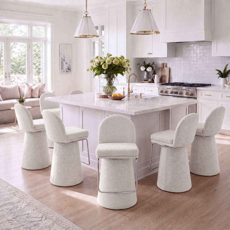 Tabourets de bar rembourrés Soft 360, Blanc