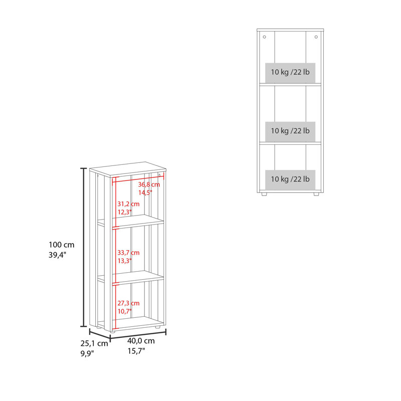 Bookcase in Melamine with Open Storage, Black