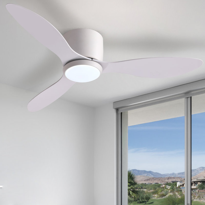 42’’ Dimmable Flush Mount Ceiling Fan with LED Lights and Remote Control, 42''