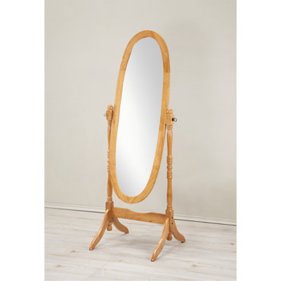 Traditional Queen Anna Style Wood Floor Cheval Mirror, Oak Finish