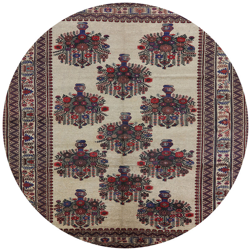 Tapis oriental brun / ivoire, Rond 5 pi
