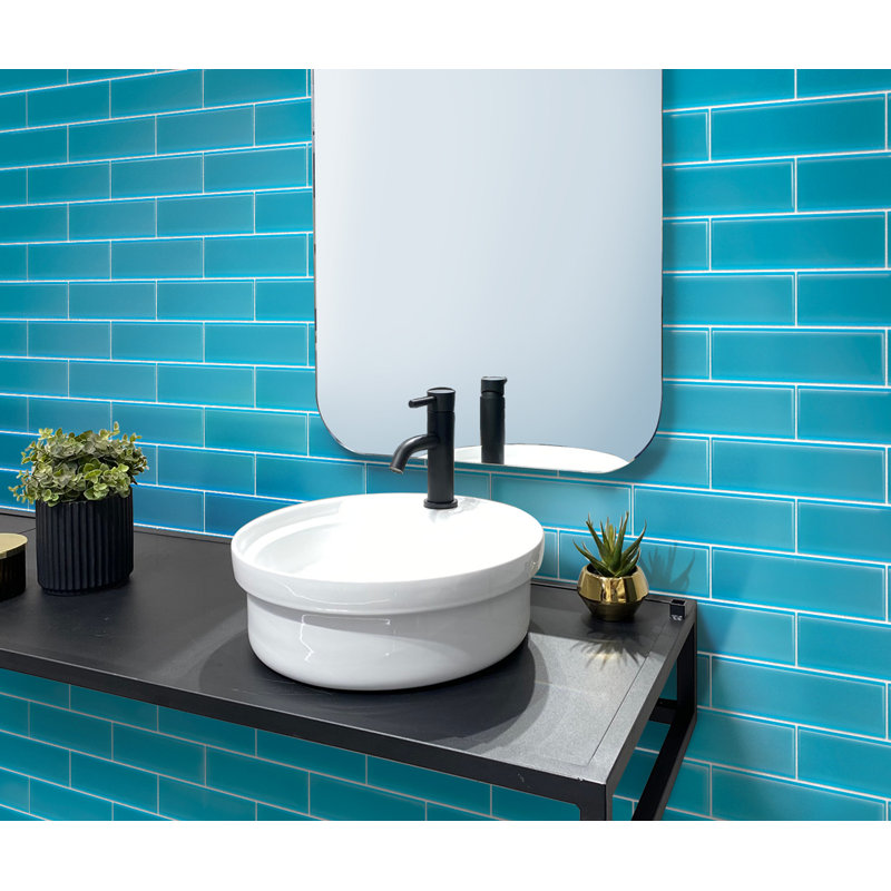 3"X 12" Matte Finished Glass Subway Tile, Light Blue