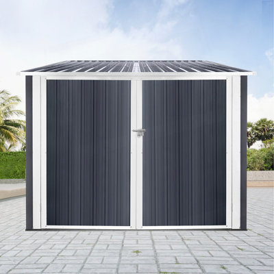 Remise extérieure en acier pour vélos, pouvant accueillir 4 vélos, gris