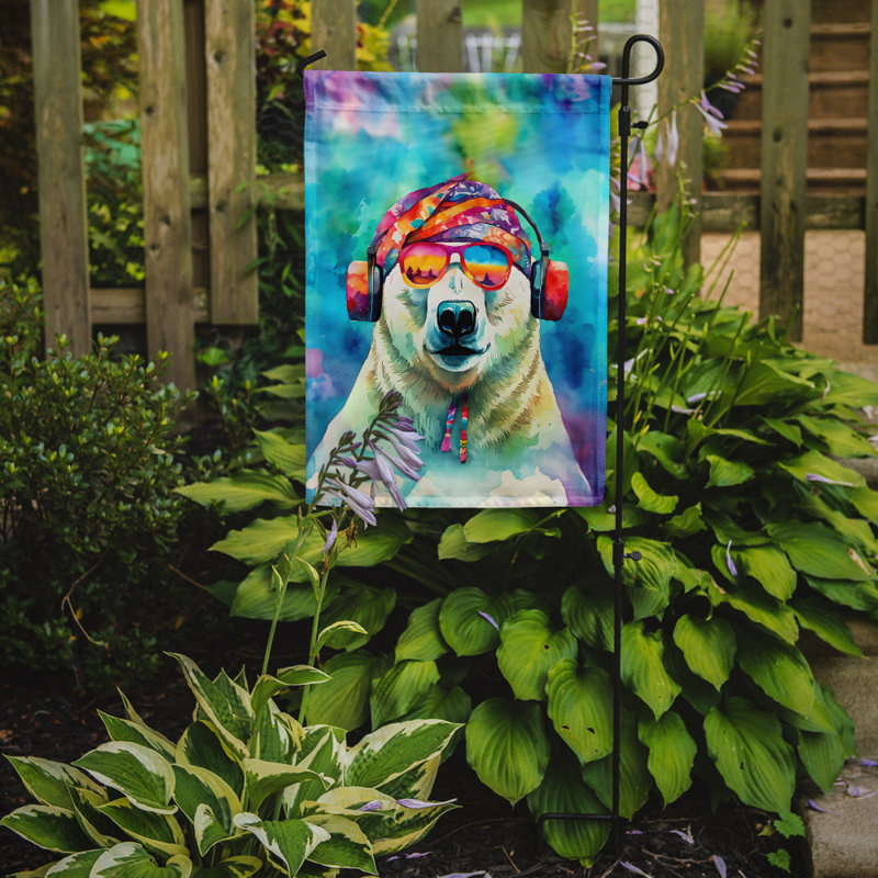 Drapeau de jardin hippie avec ours polaire