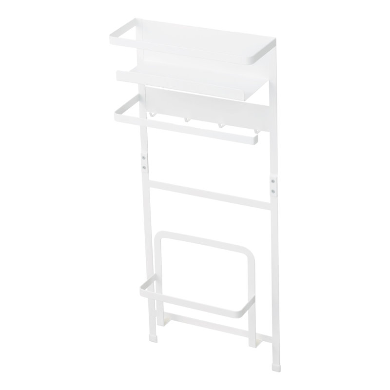 White Steel Magnetic Laundry Organizer with Ash Wood Handles