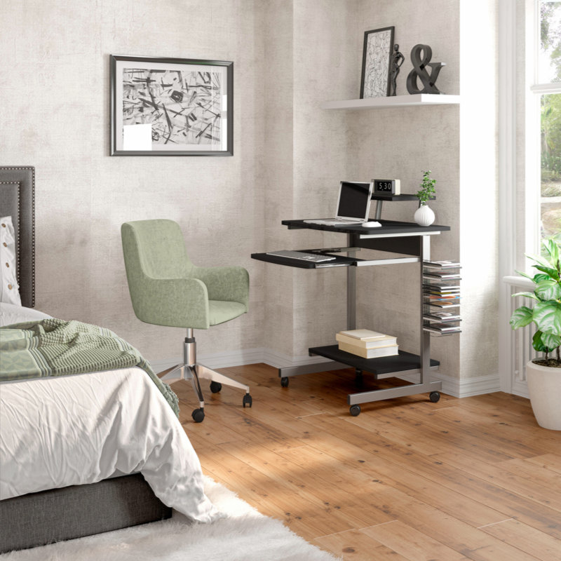 Hurrem Rectangle Computer Desk with Hutch, Gray