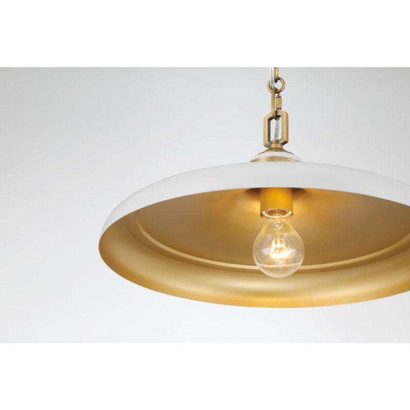 1 LIGHT PENDANT, Legacy Brass/Off White Cream