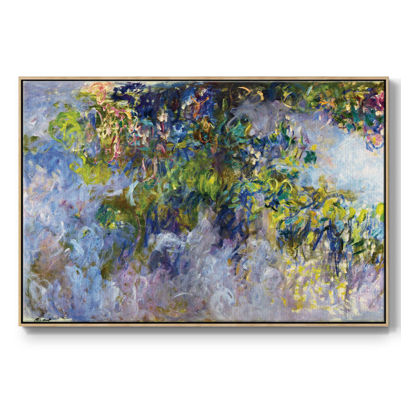 «Wisteria [1]», reproduction encadrée sur toile par Claude Monet, H 17 po x l 25 po x P 2 po, Bois naturel