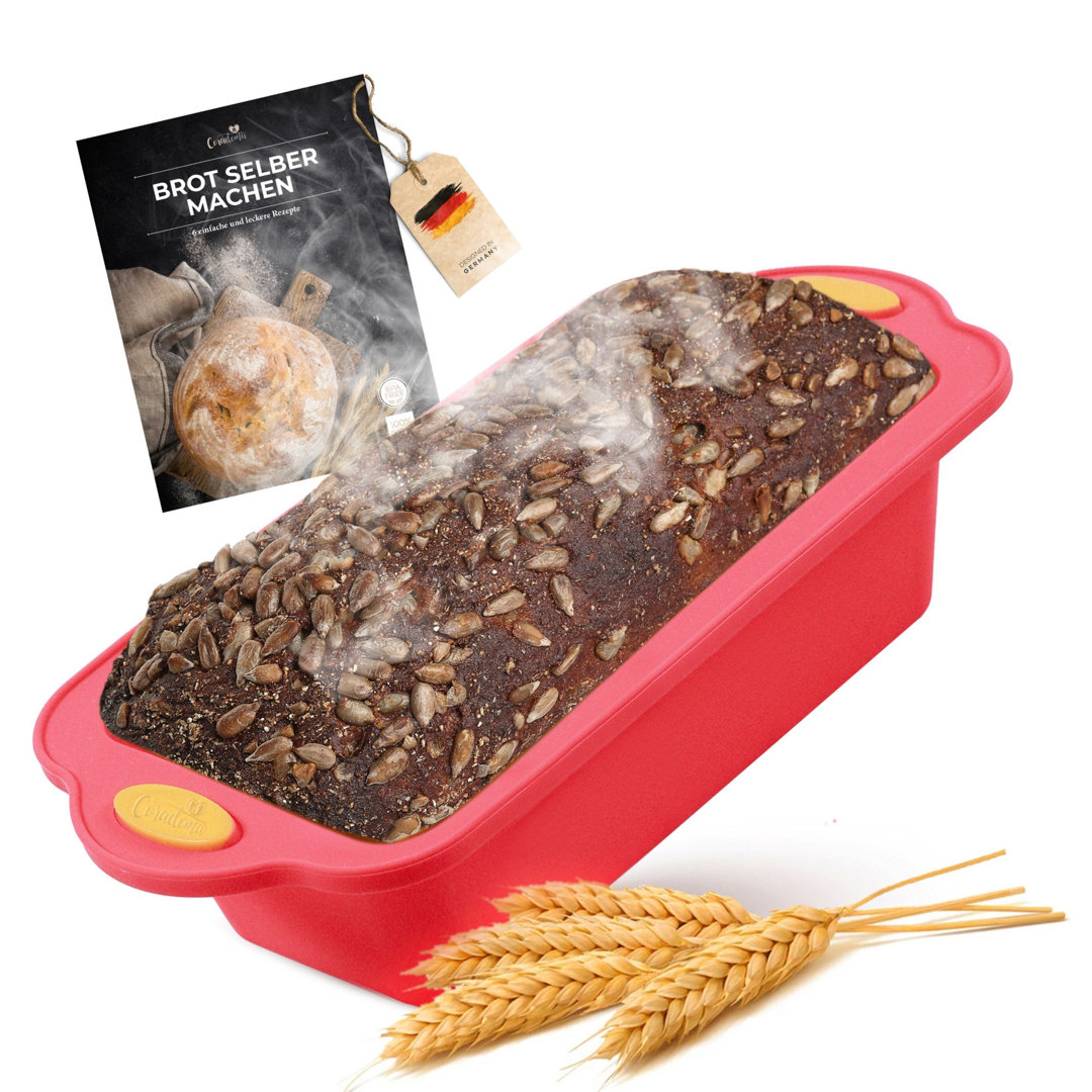 Silikon Backform Rechteckig Inkl. Rezept | Silikonform Zum Brot Backen | Brotbackform 1000g Brottopf Set Springform Kast...