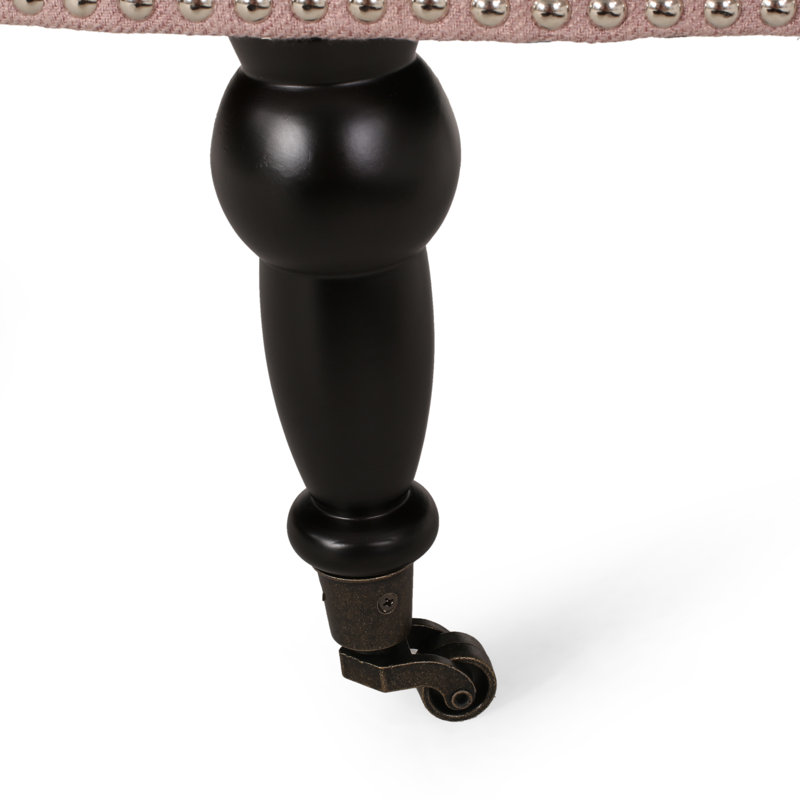 Table basse avec repose-pieds Healdton, Polyester rosé clair