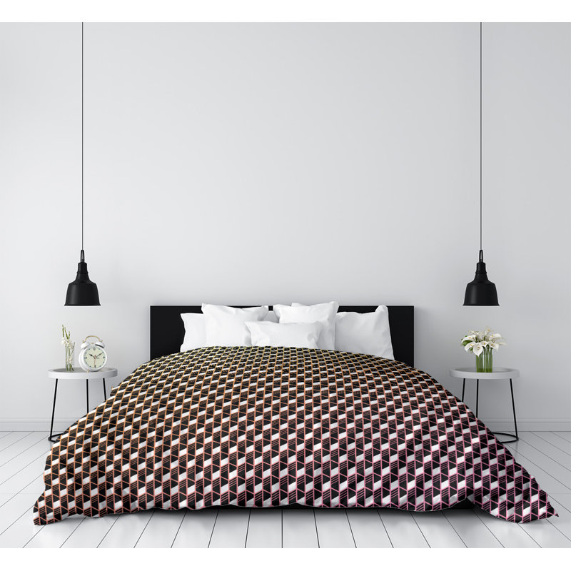Housse de couette Katelyn Elizabeth, Housse de couette pour très grand lit, Microfibre, Orange / Noir