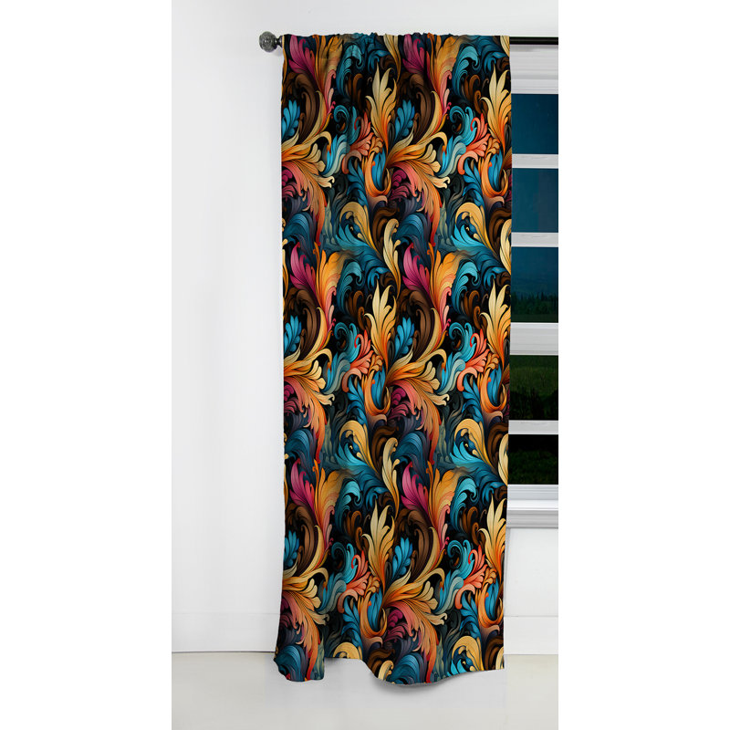 Motif cachemire rétro I - motif floral - rideau occultant - 1 panneau, L 52 po x L 120 po