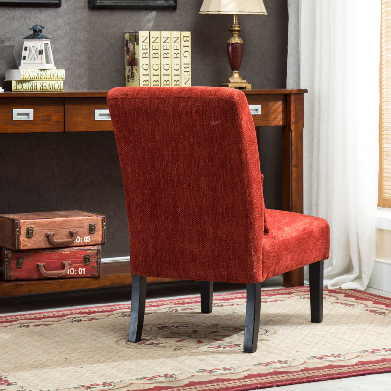 Fauteuil d'appoint sans accoudoirs avec coussin Pisano, Chenille rouge
