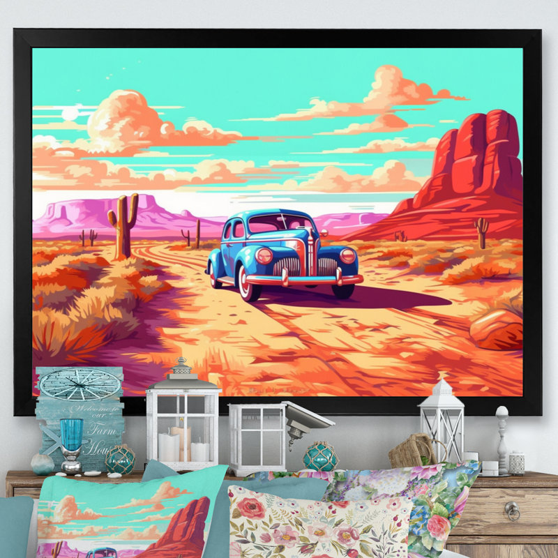 Vieille voiture américaine au Nevada II, Cadre photo noir, H 34 po x l 44 po x P 1,5 po