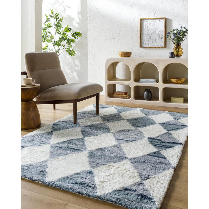 Tapis géométrique fait à la main Anemone, Rectangle 5 pi x 7 pi 6 po