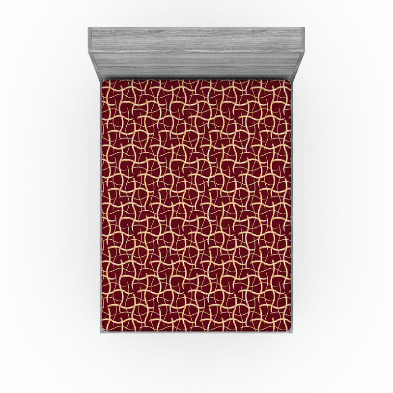Ensemble de drap-housse à motif abstrait Ambesonne Wavy Forms Brown, Drap-housse de taille simple