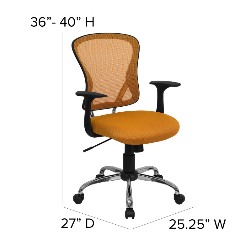 Mid-Back Orange Mesh Swivel Task Chair with Chrome Base