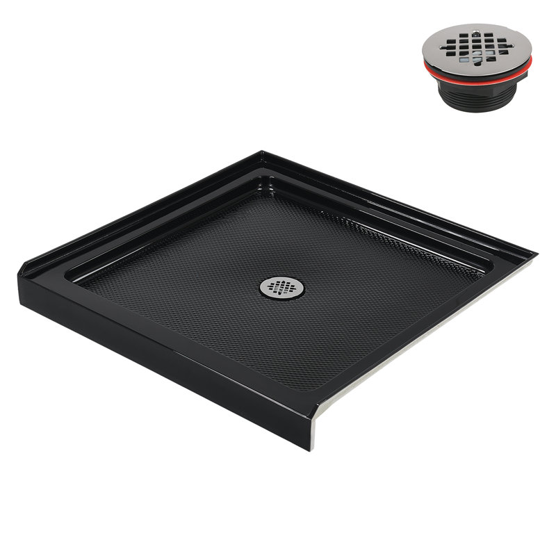 Streamline NT-2111-36BL-AL 36 in. x 36 in. Alcove Acrylic Shower Base in Glossy Black