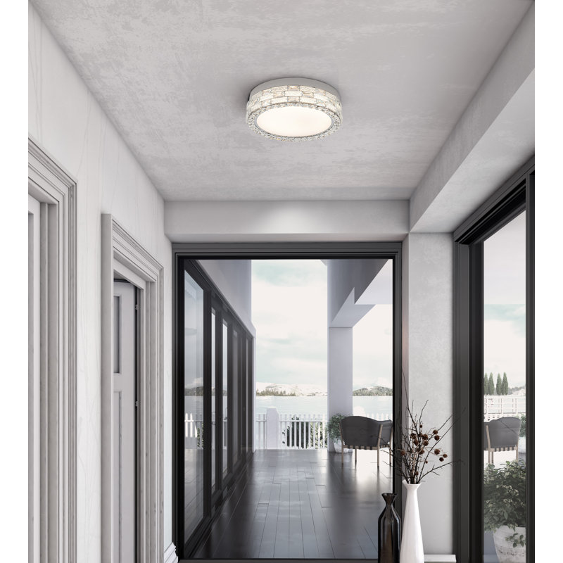 Elegance - Plafonnier encastré à DEL intégré - Finition chromée - Abat-jour diffuseur en cristal, 40 W