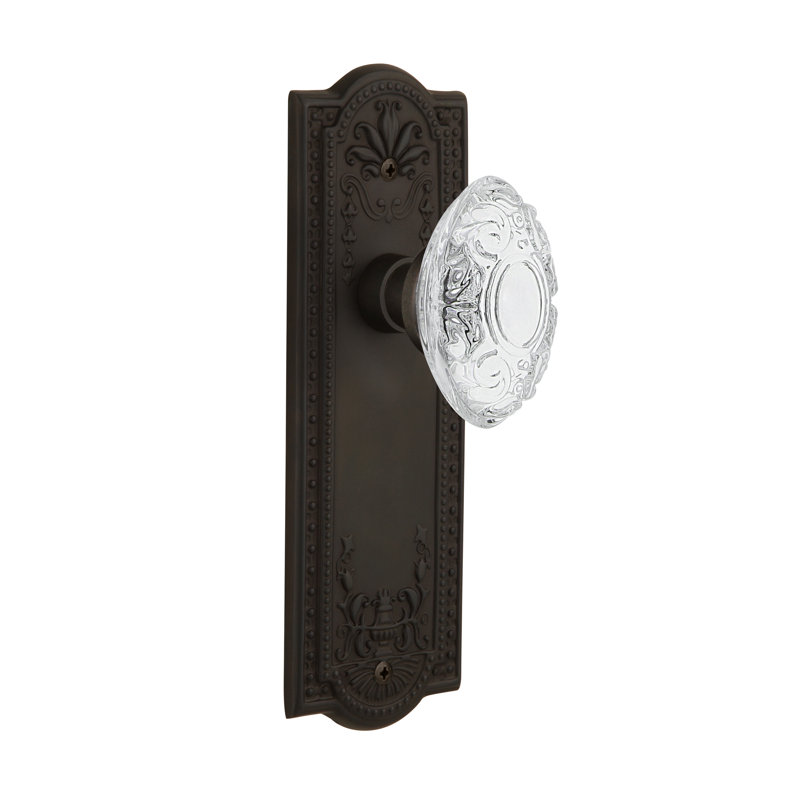 Plaque Meadows avec bouton victorien en cristal, 2-3/8 po, Bronze frotté à l'huile