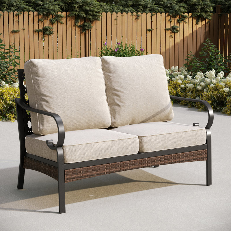 51'' Outdoor Loveseat With Cushions, Beige