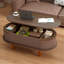 Table basse cannelée à plateau relevable avec compartiment caché, table centrale en bois, plateau de table ovale moderne pour le bureau de salon à domicile-129505379