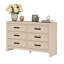 Commode 6 tiroirs pour la chambre à coucher, commode double en bois de 53 po de large avec grands tiroirs, commode rustique de style campagnard, rangement en chêne pour le salon,-869497972