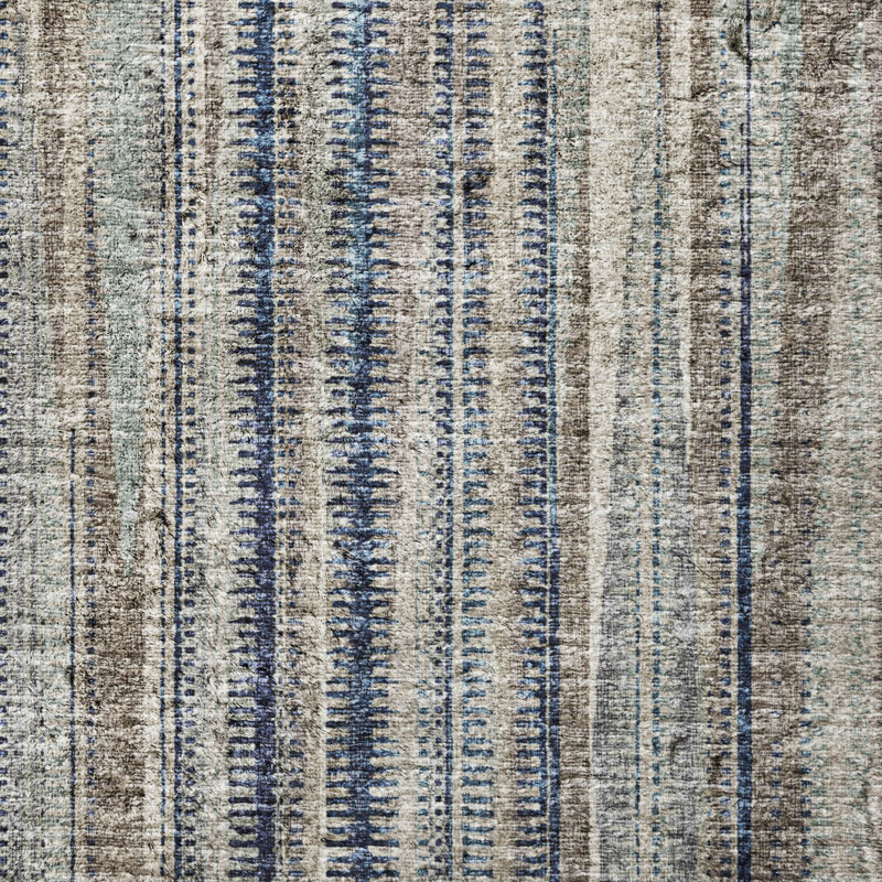 Premium Machine Washable Dream Shag ADS31 Textured Stripes Rug, 3' x 5', Earth