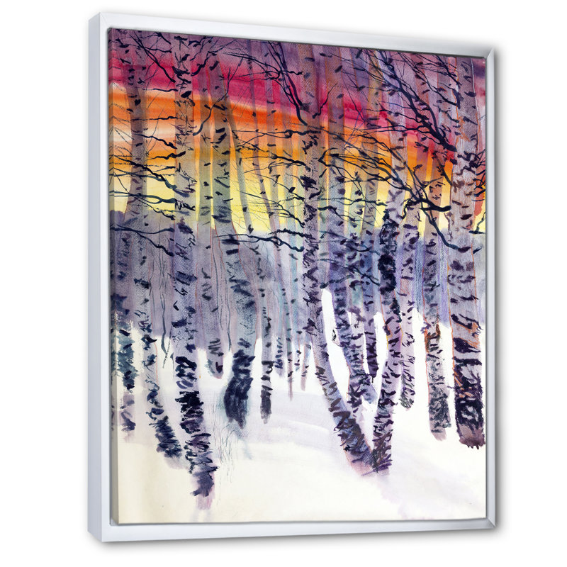 Mystery Evening In Winter Park II - Art mural sur toile traditionnel, Toile blanche avec cadre photo