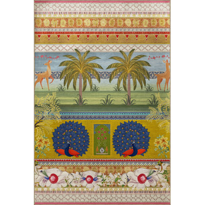 Tapis décoratif moderne multicolore à motif d'arbre tropical
