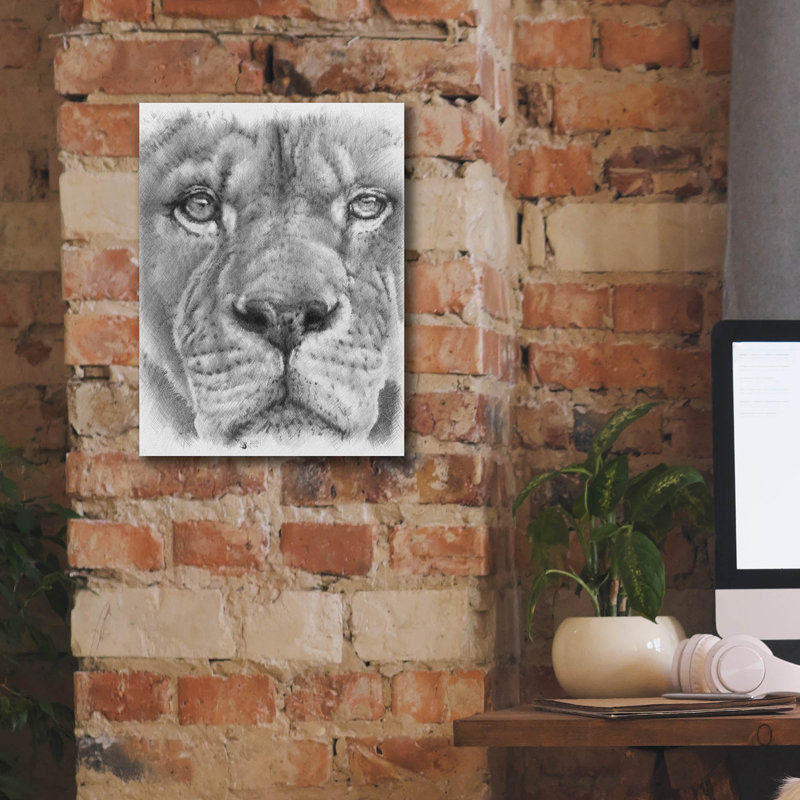 «Up Close Lion» par Barbara Keith, art mural sur toile, H 16 po x l 12 po x P 0,75 po