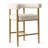 24" Modern Boucle Counter Stool, Upholstered Barrel Back Kitchen Island Stools With Wood-Look Metal Legs And Padded Seat