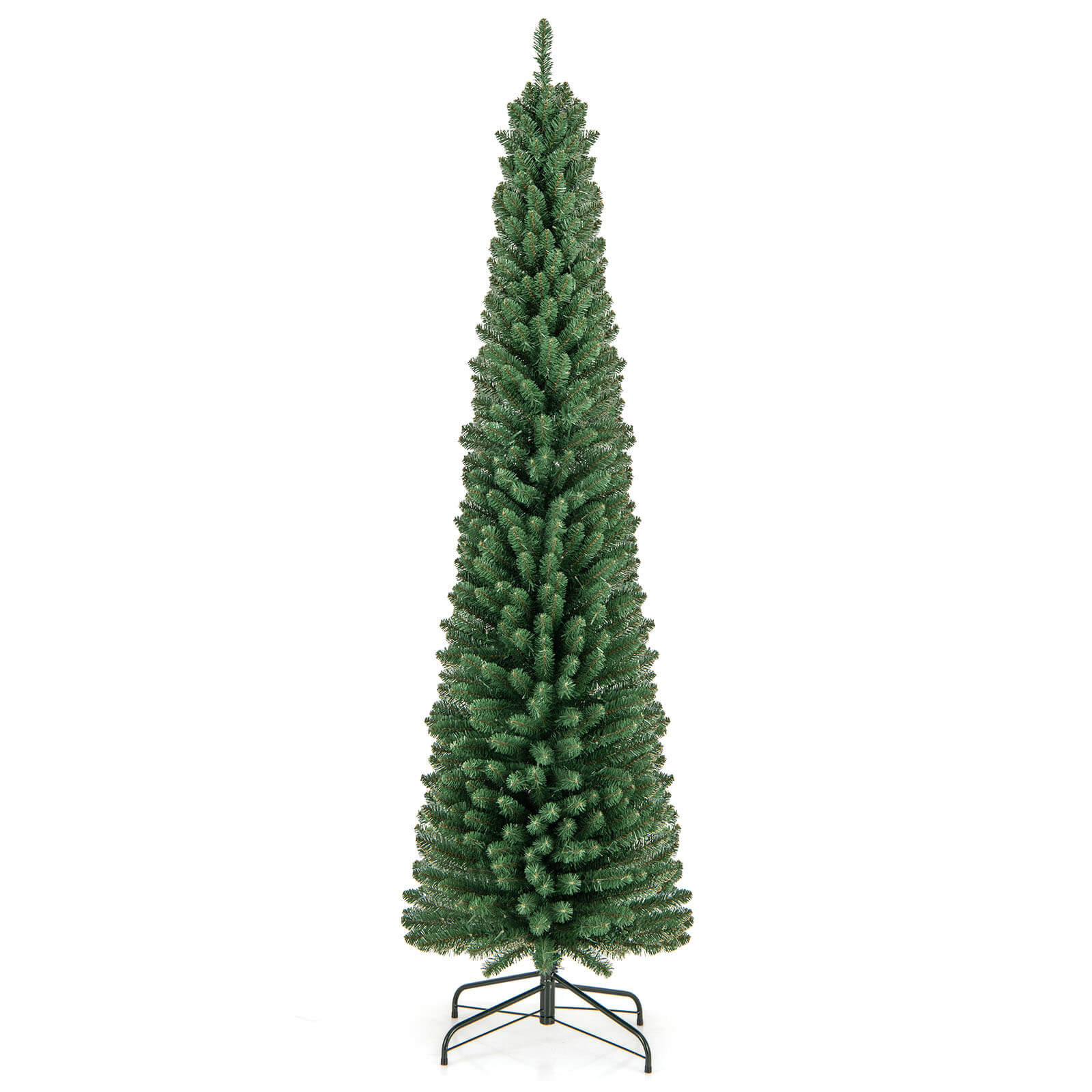 Pencil Christmas Tree With Memory Wire Branch Tips Led Lights For Home, 7'